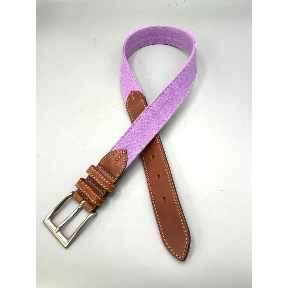 Andrea D'amico Mens Leather & Purple Canvas Belt Size 75 Made in Italy